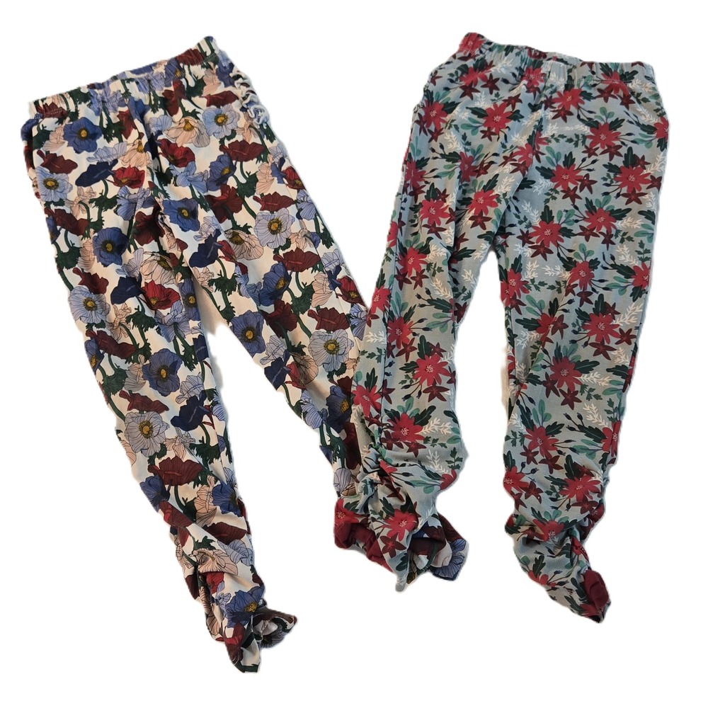 Set of 2 Ruffle‎ Butts Girls Floral Smocked Waist Leggings Size 4